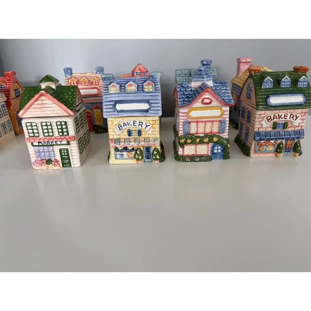 Vintage 1980s Avon Spice Village Ceramic Jars w/Original Labels Set of 11